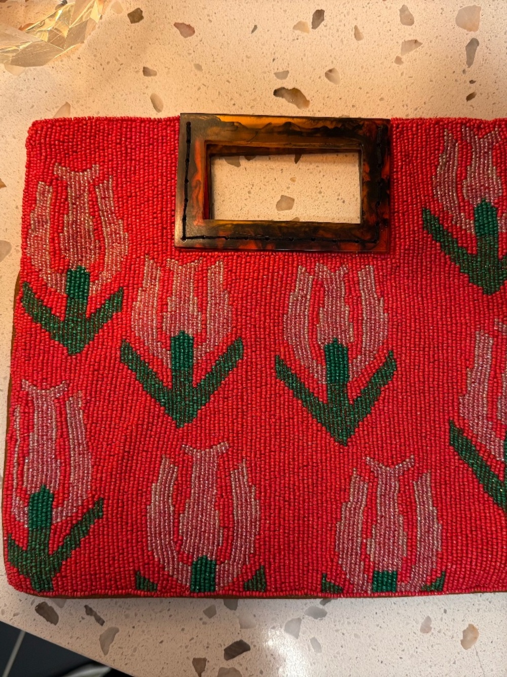 Anthropologie tulip beaded clutch